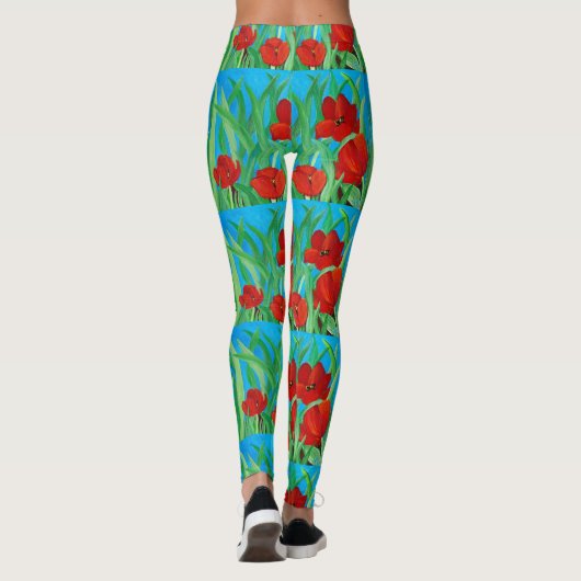 Leggings met rode tulpen (Achterkant)