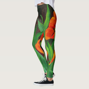 Leggings met rode tulpen