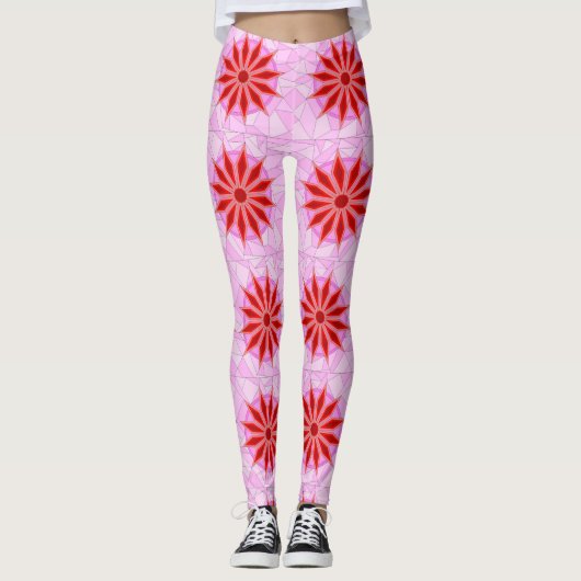 Leggings met rode warme kunst (Voorkant)