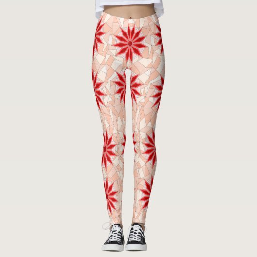 Leggings met rode warme kunst (Voorkant)