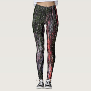 Leggings met rode zwarte boomschors