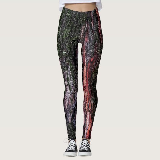 Leggings met rode zwarte boomschors (Voorkant)