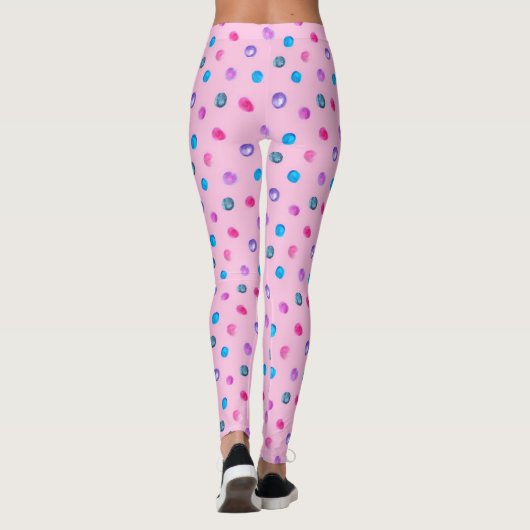 Leggings met roze, blauwe en Paarse pokkendot (Achterkant)