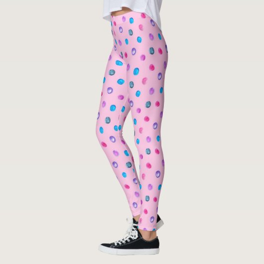 Leggings met roze, blauwe en Paarse pokkendot (Links)