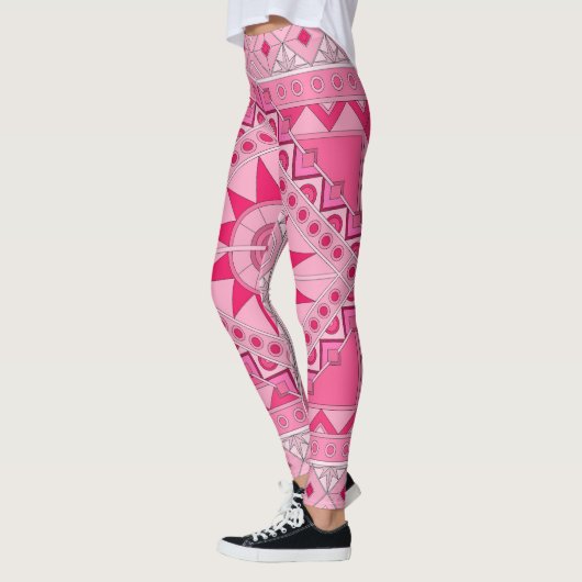Leggings met roze casual kunst (Links)