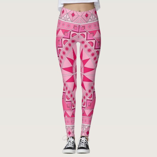 Leggings met roze casual kunst (Voorkant)