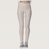 Leggings met roze en groene strepen (Voorkant)