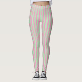 Leggings met roze en groene strepen
