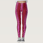 Leggings met roze en maroon Stripes (Voorkant)