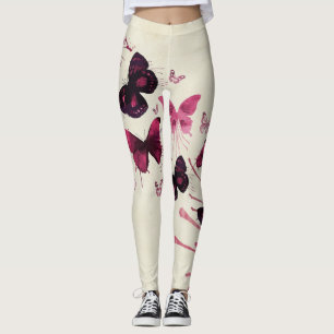 Leggings met roze en paarse vlinder