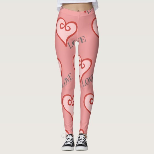 Leggings met roze en rode hardeschokken (Voorkant)