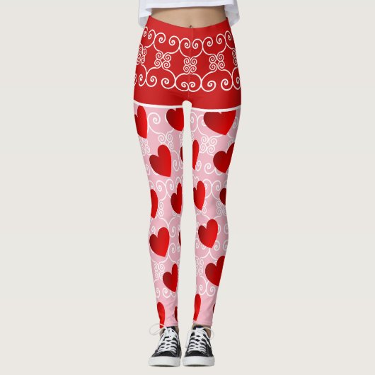 Leggings met roze en rode hars en schuifwiel (Voorkant)