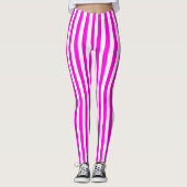 Leggings met roze en witte middenstreep (Voorkant)