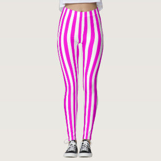 Leggings met roze en witte middenstreep