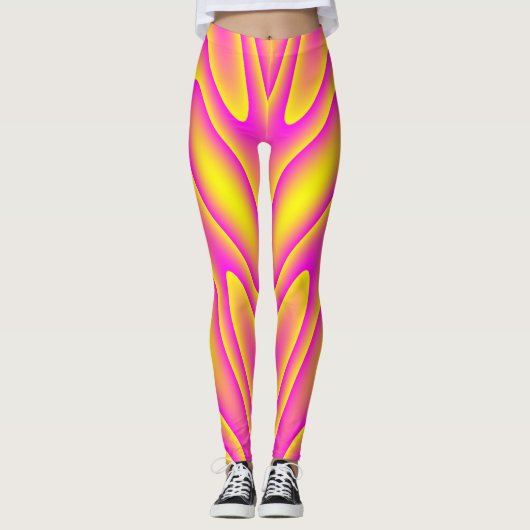 Leggings met roze gele wervelkolom (Voorkant)