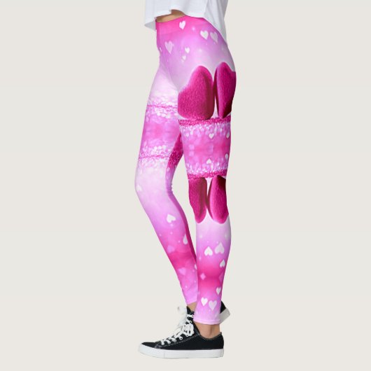 Leggings met roze harten in spandex/polyester. (Links)