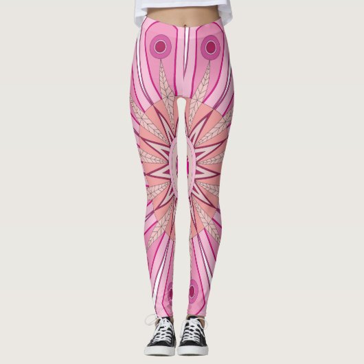 Leggings met roze kunst (Voorkant)