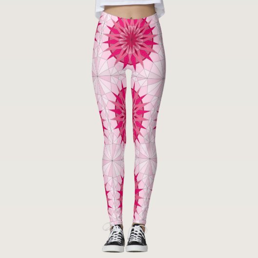 Leggings met roze mooie kunst (Voorkant)