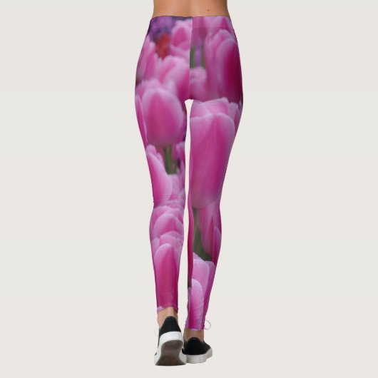 Leggings met roze tulpen (Achterkant)