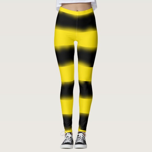 Leggings met strepen van zwarte en gele bij (Voorkant)