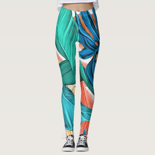Leggings met tropische bladeren (Voorkant)