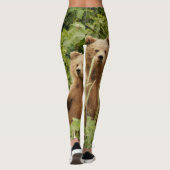 leggings met twee grizzly beer cubs plus moeder (Achterkant)