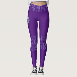 LEGGINGS: MET UNIEK ARTISTIEK PRINT, ROYAL PAARSE LEGGINGS