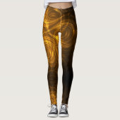 Leggings met wervelend gouden en bruine abstracte (Voorkant)