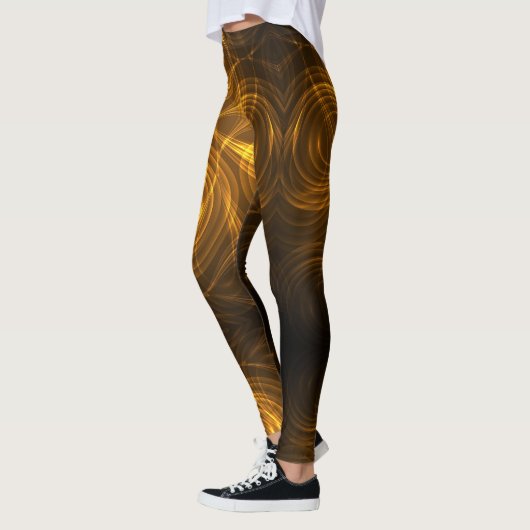 Leggings met wervelend gouden en bruine abstracte (Links)