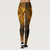 Leggings met wervelend gouden en bruine abstracte (Achterkant)