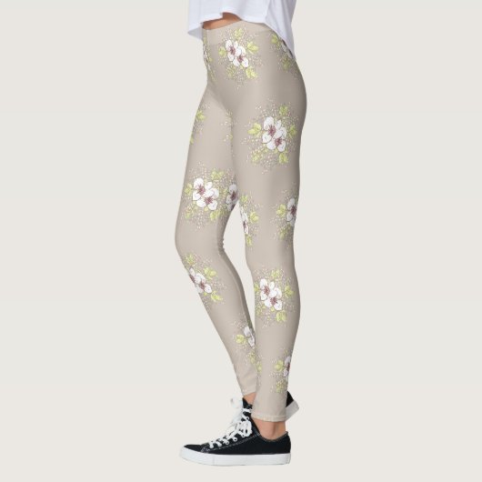 Leggings met White Floral Design (Links)