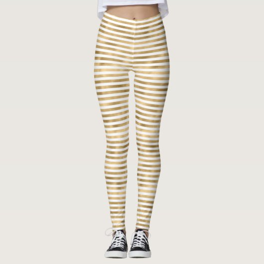 Leggings met witte en goudstrepen (Voorkant)