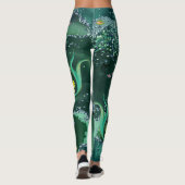 Leggings met zeemeerminnen en groen Zee water (Achterkant)
