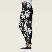 Leggings met zwart-wit stijl bloemen (Links)