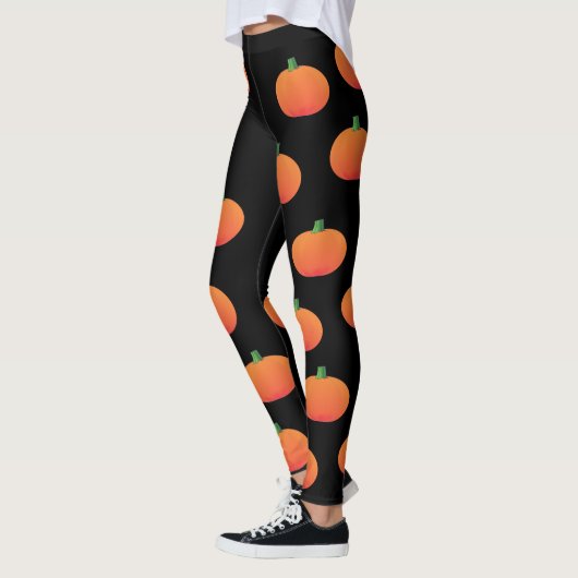Leggings met zwarte en Oranje pompoen Halloween (Links)