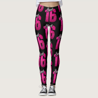 Leggings met zwarte en roze "Sweet 16"