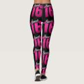 Leggings met zwarte en roze "Sweet 16" (Achterkant)