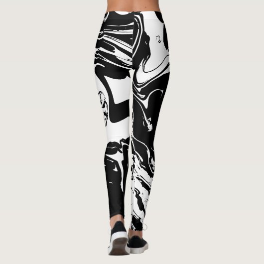 Leggings met zwarte en witte marmer (Achterkant)