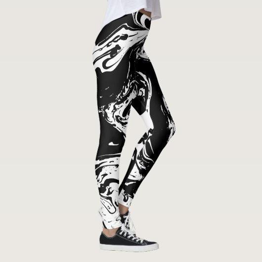 Leggings met zwarte en witte marmer (Rechts)