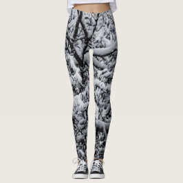 Leggings met zwarte en witte sneeuw