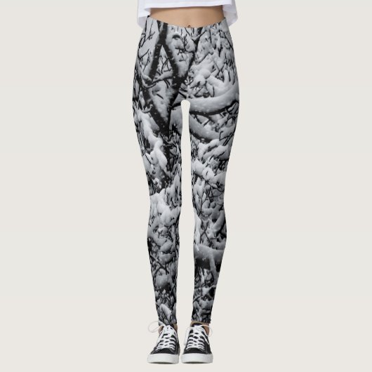 Leggings met zwarte en witte sneeuw (Voorkant)