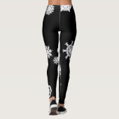 Leggings met zwarte en witte sneeuwvlokken (Achterkant)