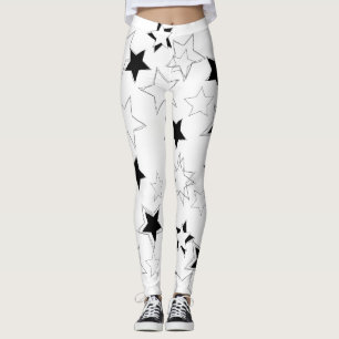 Leggings met zwarte en witte sterren