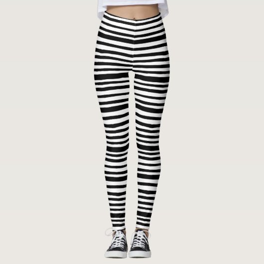 Leggings met zwarte en witte streep (Voorkant)