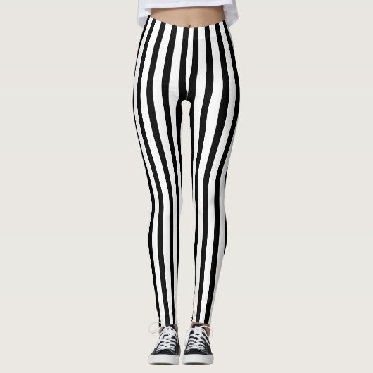 Leggings met zwarte en witte streep (Voorkant)