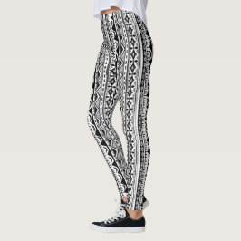 Leggings met zwarte en witte streep