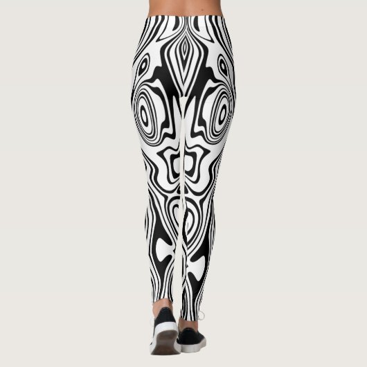 Leggings met zwarte en witte streep (Achterkant)