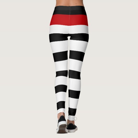 Leggings met zwarte en witte strepen (Achterkant)