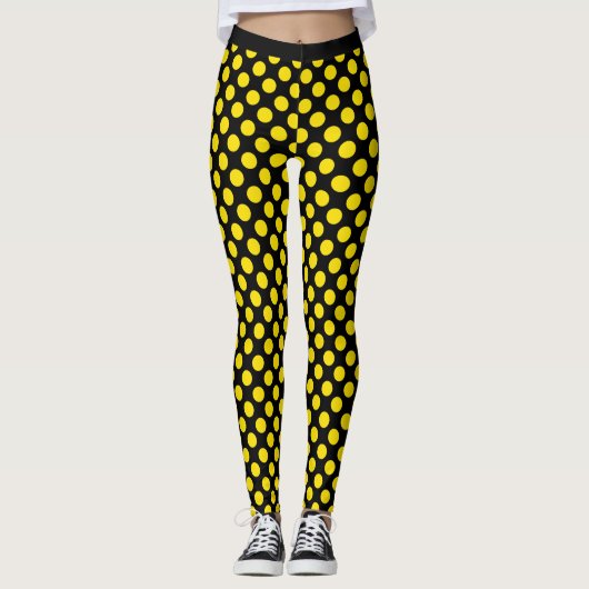 Leggings met zwarte gele poka Dots (Voorkant)
