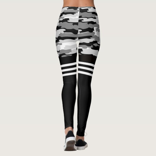 Leggings met zwarte grijze kamouflage (Achterkant)